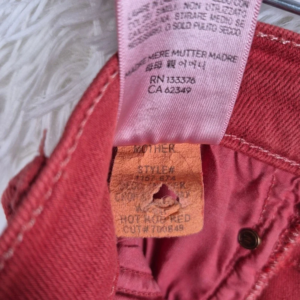 Mother The Insider Crop Step Fray Jeans Hot Rod Red 30 Womens Bootcut